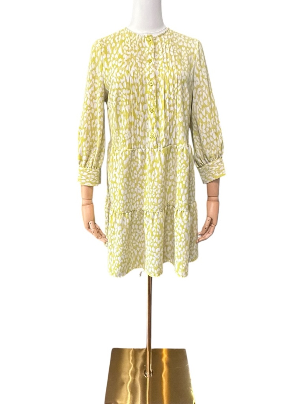 Who What Wear Citrus Leopard Pintuck Tiered Mini Dress - Picture 2 of 10